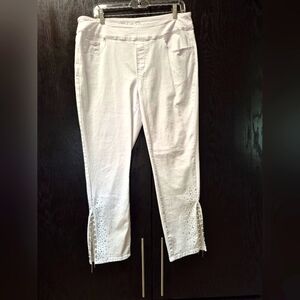ETHYL Women's White Embellished Pants FRINGE bling Ankle GORGEOUS 💋 SZ 14